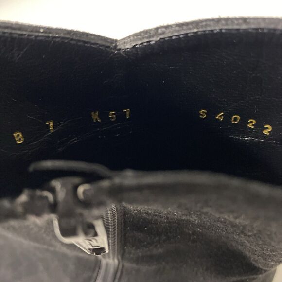 St John Black Bootie Ankle Boot Suede Square Toe Side Zip Block Heel 7 B - Picture 11 of 11